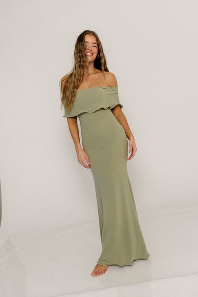Worth Collective Tommie Maxi Dress in Dusty Olive - Bump Friendly (Size Up for Bump)