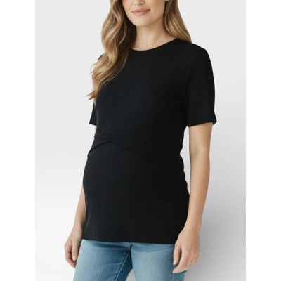 Target Women's Crew Neck Cross Over Nursing Maternity Short Sleeve Top - Black - Size: Medium - Motherhood Maternity
