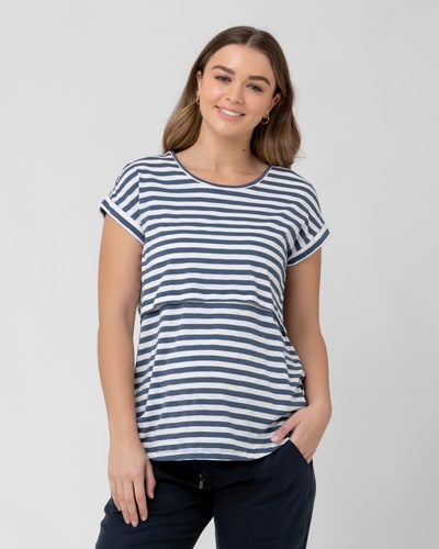 Ripe Maternity Lionel Nursing Tee Washed Indigo / White