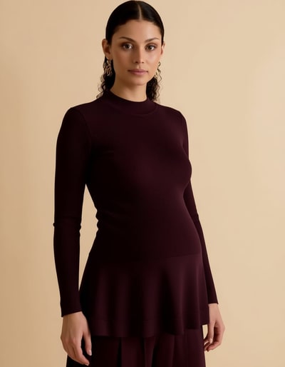 For The Creators Rib Knit Detail Peplum Jumper
