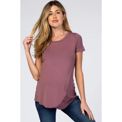 Target Pinkblush Mauve Layered Wrap Front Maternity Nursing Top Small