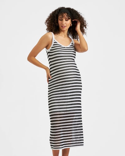 Ripe Maternity Diana Crochet Dress  Black / White