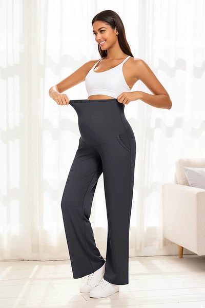 Summer Mae High-Waist Maternity Yoga Pants with Belly Support & Pockets