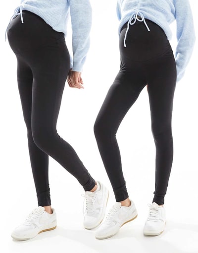 ASOS ONLY Maternity 2-pack leggings in black