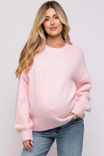 PinkBlush Pink Ribbed Cuff Maternity Sweater