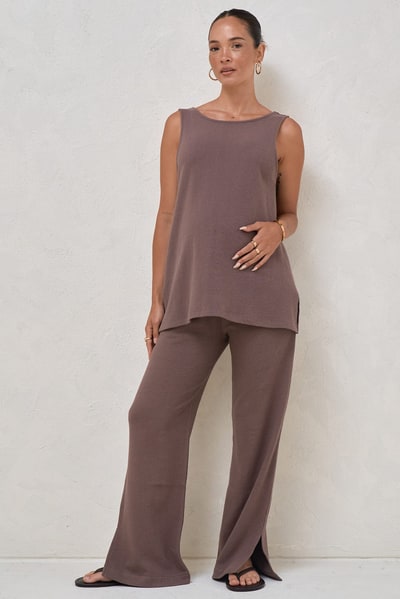 Bae the Label Kindred Split Pants  - Ash Brown