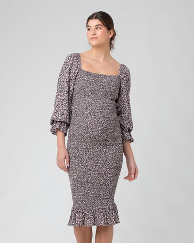 Ripe Maternity Willow Shirred Dress  Black