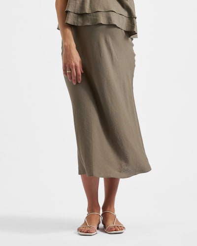 Ripe Maternity Debbie Linen Skirt  Olive