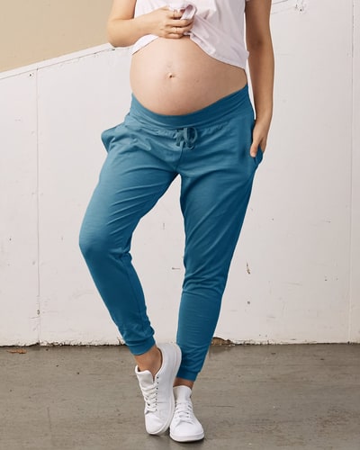 Angel Maternity Eden Cotton Maternity Jogger Pants- Teal Blue