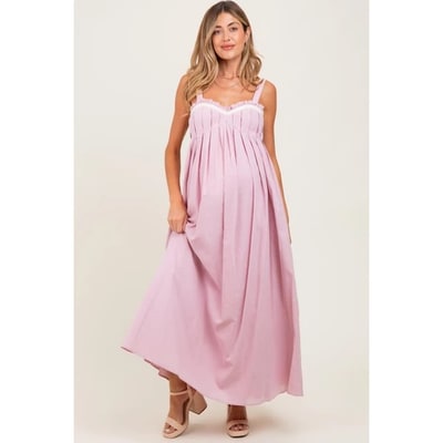 Target Pinkblush Light Pink Sweetheart Neckline Open Back Maternity Maxi Dress Medium