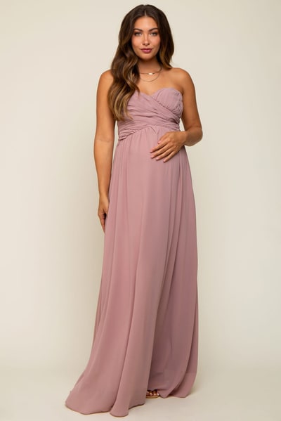 PinkBlush Mauve Sweetheart Convertible Chiffon Maternity Gown