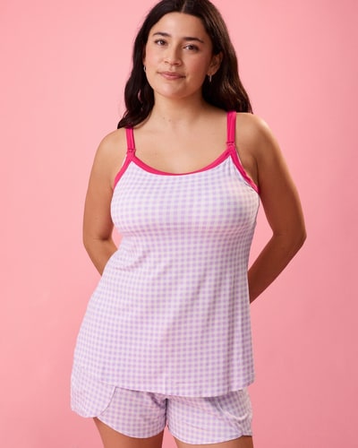 Kindred Bravely Bamboo Lounge Around Nursing Tank | Lavender Gingham