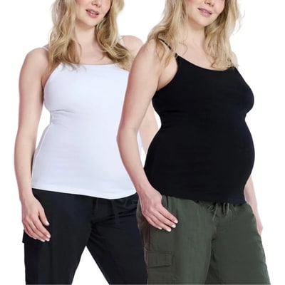 Target Women's Clip Down Nursing Tank Top Cami - White & Black 2 Pack - Size: Medium - Motherhood Maternity