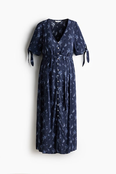 H&M MAMA Tie-Belt Viscose Dress