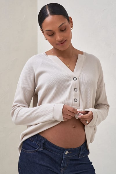 Bae the Label All For Us Waffle Henley - Stone