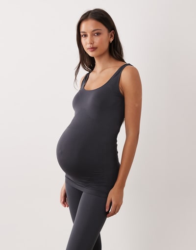 ASOS Mamalicious Maternity seamless tank top in gray - part of a set