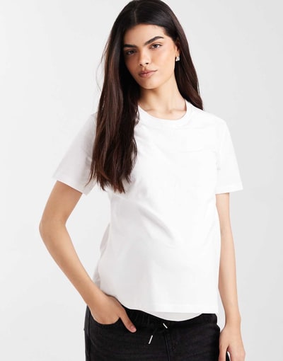 ASOS Mamalicious split side 2 function nursing T-shirt in white
