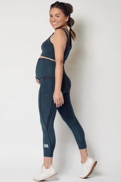 duoFit Maternity Activewear Chai Blue Carter Crop Leggings