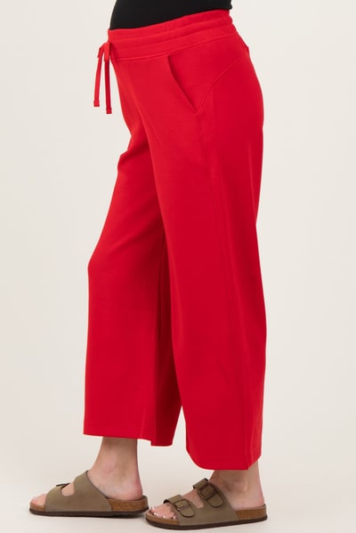 PinkBlush Red Ankle Wide Leg Maternity Lounge Pants