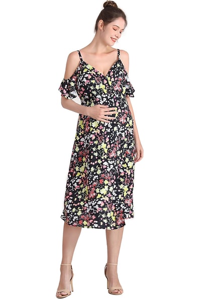 Kimi + Kai Kimi + Kai Maternity "Esme" Cold Shoulder Nursing Dress