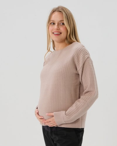 MARION Maternity MARION ReNew - Taupe Skye Maternity & Nursing Sweater