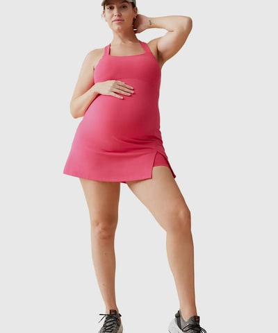 Bump City The Square Neck Active Dress (Berry)