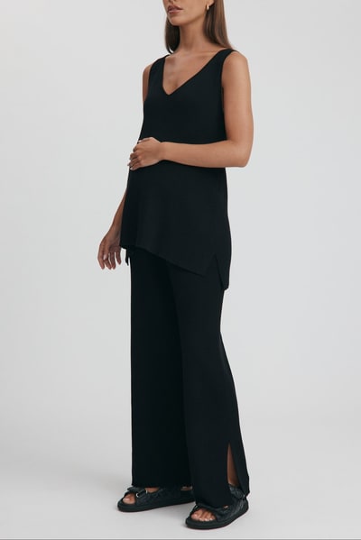 Legoe Heritage Knit Split Hem Pant