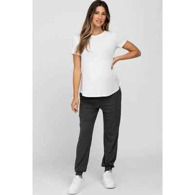 Target Pinkblush Charcoal Maternity Band Jogger Pants Small