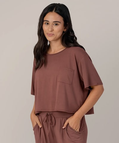 Bump City Aria Bamboo Casual Cropped Short Sleeve Top