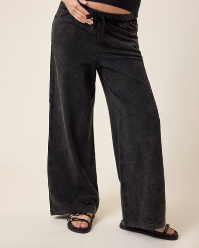 Kindred Bravely Wide Leg Maternity & Postpartum Drawstring Pant | Black Wash
