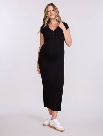 Motherhood Maternity Maternity Henley Bodycon Maxi Dress