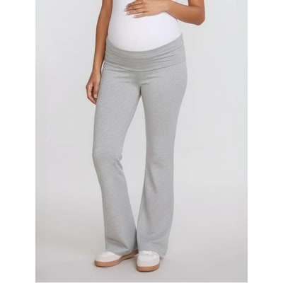 Target Women's Roll-Over Waistband Flare Legging - Heather Grey - Size: Medium - Motherhood Maternity