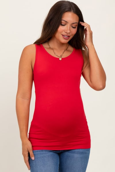 PinkBlush Red Basic Seamless Maternity Tank