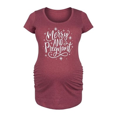 Kohl's Maternity Merry And Pregnant Graphic Tee