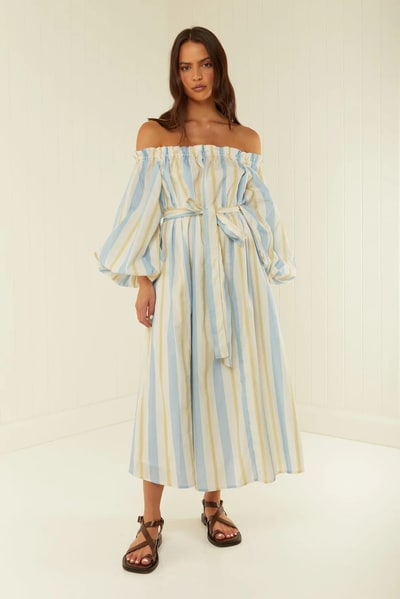 For The Creators Sicily Dress in Blue and Yellow Stripe