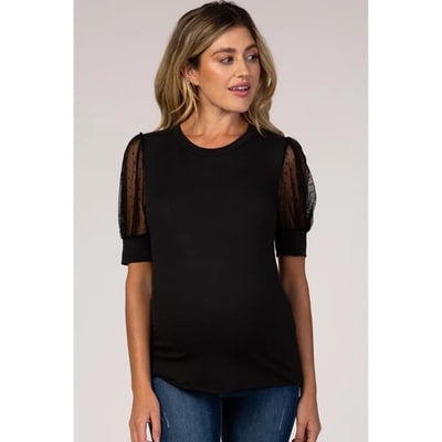 Target Pinkblush Black Mesh Sleeve Maternity Top Large