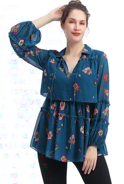 Kimi + Kai Kimi + Kai Maternity "Coco" Nursing Floral Print Blouse