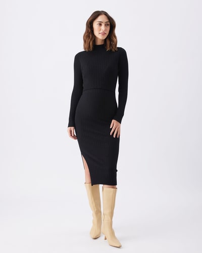 Ingrid & Isabel Ripe Maternity Nella Sweater Rib Nursing Knit Midi Dress