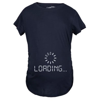 Target Maternity Baby Loading Shirt Humor Funny Pregnancy Shirt Cute Internet Tee - Crazy Dog Maternity T Shirt For Nerds Navy M