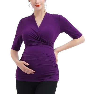 Target Pokkori Maternity V-Neck Ruched Nursing Top Purple X-Small