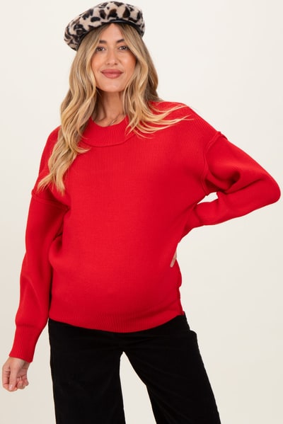 PinkBlush Ruby Wide Neck Drop Shoulder Maternity Sweater