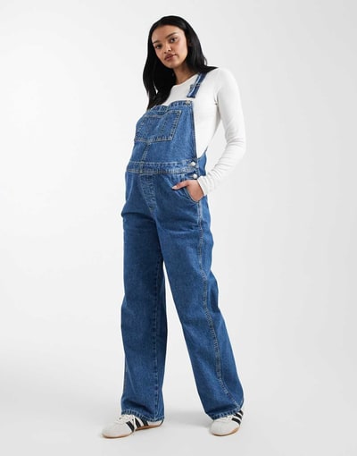 ASOS denim overalls in mid blue