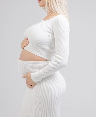 Bump City Luxe Knit Set (Bone): Crop Sweater