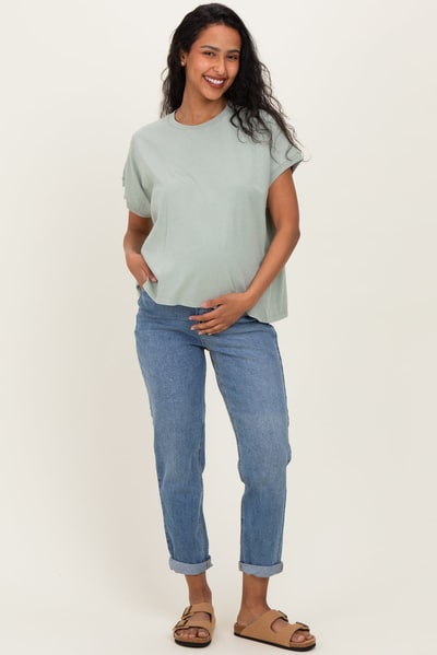 PinkBlush Sage Mineral Wash Boxy Fit Maternity T-Shirt