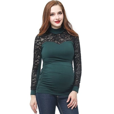 Kohl's Maternity Pokkori Mockneck Lace Panel Top