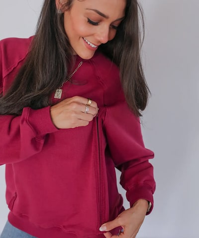 Bump City Big Hug Vertical Nursing Zip Crewneck