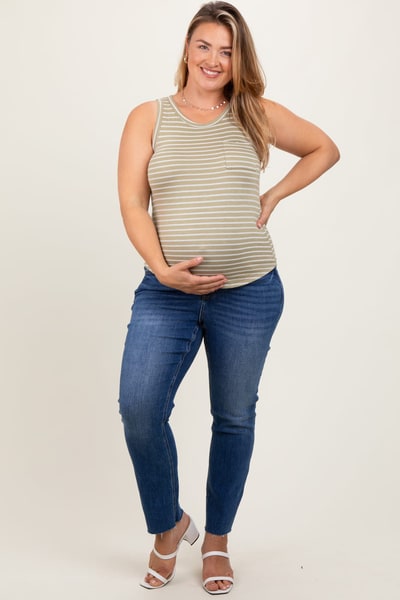 PinkBlush Blue Straight Leg Maternity Plus Jeans