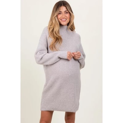 Target Pinkblush Heather Grey Mock Neck Maternity Mini Sweater Dress Small/Medium