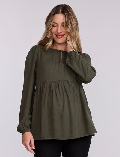 Motherhood Maternity Long Sleeve Keyhole Blouse