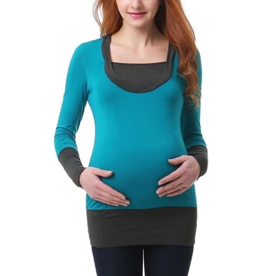 Target Pokkori Maternity Colorblock Hooded Top Teal Medium